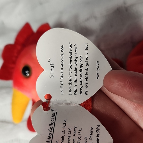 🕸Vintage Ty Beanie Baby Strut The Tie Dye Rooster 1996 P.E. Pellets - Picture 11 of 12